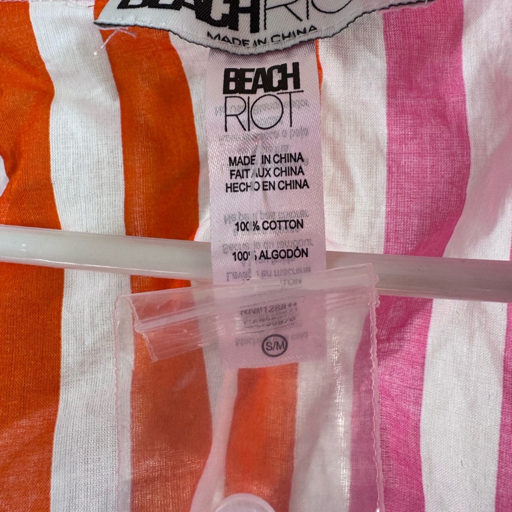 Beach Riot Pink & Orange Striped Button-Front Cover-Up - Picture 3 of 5